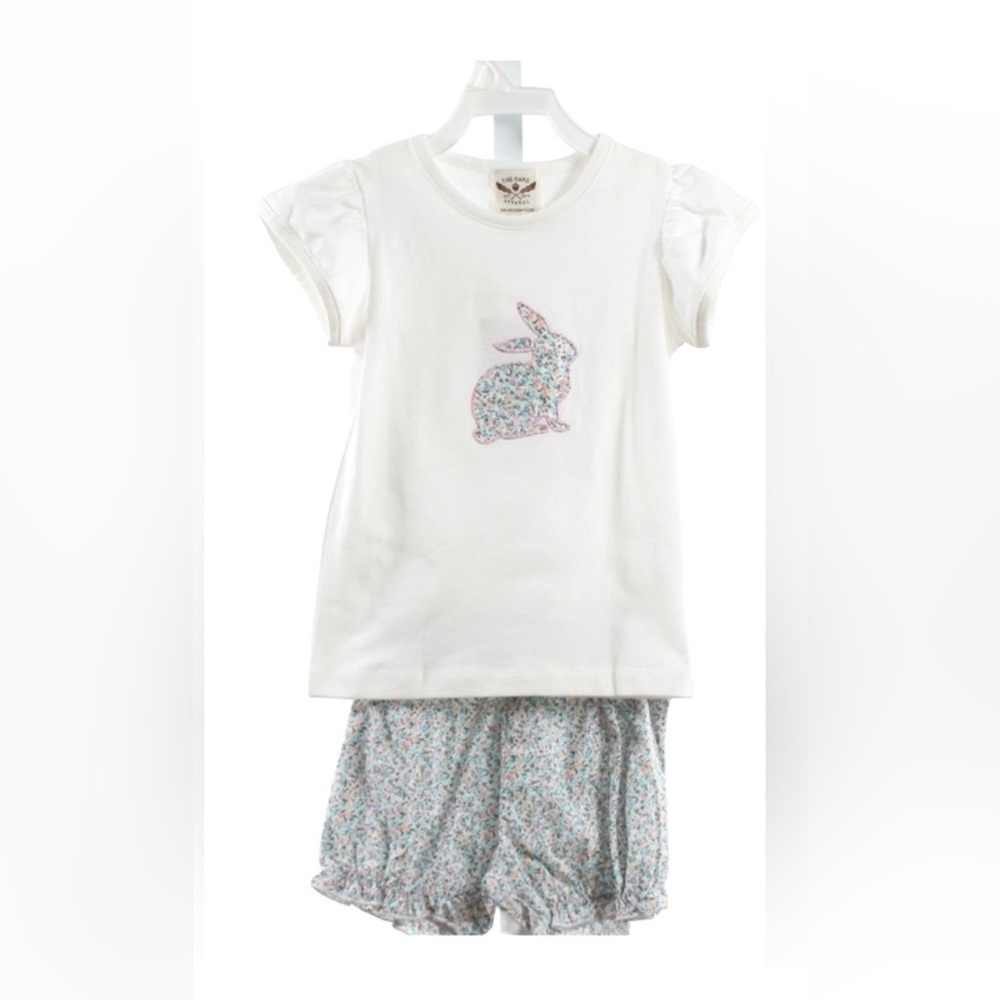 The Oaks Apparel White Floral Bunny Matching Set NWT 18M
